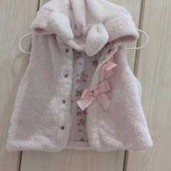うさ耳 ボアベスト ピンク 花柄のサムネイル