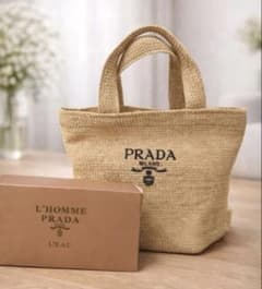 PRADA ノベルティ ミニトートバッグ ラフィア ベージュ レア 人気
