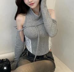 YILON MADE Sidelace piony tops グレーのサムネイル