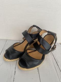 [Used] UNITED ARROWS Wedge Sandals, Black, Size 35