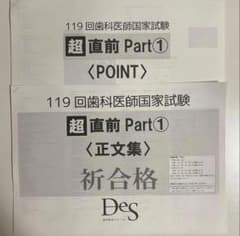 119回歯科医師国家試験 超直前 Part1 正文集 必須 - メルカリ