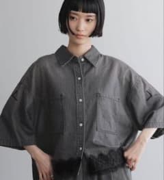 LOWRYS FARM レースデニムシャツ ブラックのサムネイル