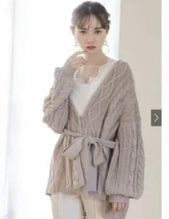 【GRL】リボンベルト付き  ケーブルニットカーディガンのサムネイル
