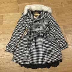 タグ付】LIZLISA 10th チャーム 千鳥柄 コート ファー レース 黒 
