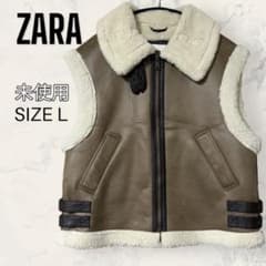 未使用】 ZARA コントラスト フェイク ムートン ボア ベスト - メルカリ