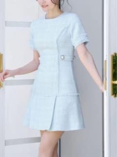 emiriawiz　パールツイードワンピース　水色 emiriawiz パールツイードワンピース 水色 - メルカリ