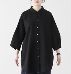 美品 mizuiro ind シアー ハーフスリーブ ワイド シャツ 黒 日本製 美品 mizuiro ind シアー ハーフスリーブ ワイド シャツ 黒 日本製