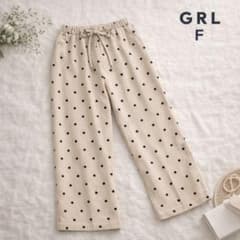 GRL ドット柄 イージーパンツ ワイド ベージュ F