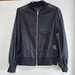 【美品】ドット柄 シースルー ブルゾン ブラックのサムネイル