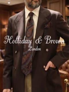 新品】Holliday & Brown／ジャガードタイ／ペイズリー／ブラウン