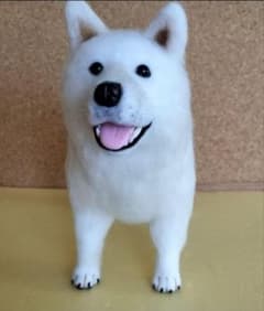 北海道犬◆ハンドメイド羊毛フェルト犬34cm ソフトバンクCMカイ君と同犬種 北海道犬◇ハンドメイド羊毛フェルト犬34cm ソフトバンクCMカイ君と同