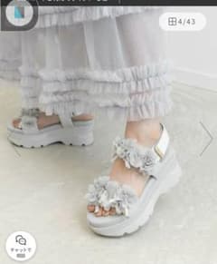 RANDA ランダ フラワーサンダル 厚底 グレー Sサイズ 箱ありのサムネイル