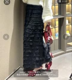 FOREVER 21 フリルラインスカート M ブラックのサムネイル