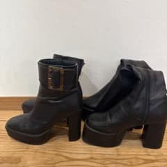 厚底 バックル ショートブーツ andロングブーツ ブラックのサムネイル