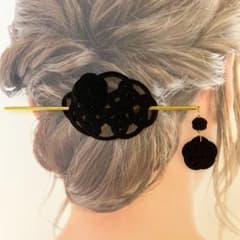 【水引】あわじ結び のマジェステ 簪 黒