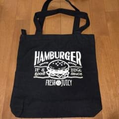 ハンバーガー プリント トートバッグ ブラックのサムネイル