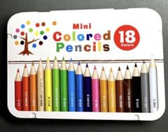 ミニ色鉛筆 18色 缶ケース付き カラーペンシル お絵描き 塗り絵のサムネイル