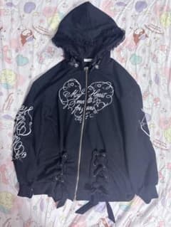 LIZ LISAブラックのハートメッセージパーカー LIZ LISAブラックのハートメッセージパーカー - メルカリ