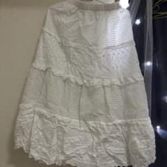 ホワイトフレアスカート コットン刺繍レースのサムネイル