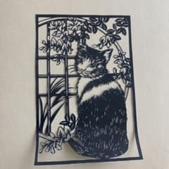 切り絵　猫のサムネイル