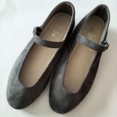 グレー フラット シューズ アンクルストラップ付き Lサイズ 新品未使用