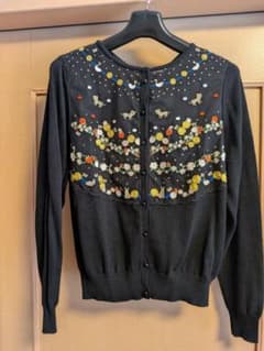 franche lippee 刺繍カーディガン ブラックのサムネイル