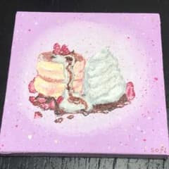 【今だけ値下げ】【1点もの】リアルないちごのパンケーキのアート　インテリアパネルのサムネイル