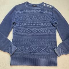 美品 5351 POUR LES HOMMES ニット インディゴ ケーブル編み
