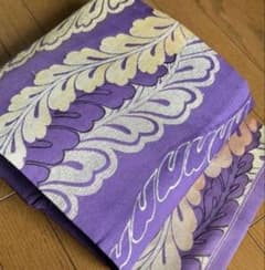 GWセール【レア☆美品・夏帯】大正ロマン、パステル調の紫に銀糸入の羽☆名古屋帯 GWセール【レア☆美品・夏帯】大正ロマン、パステル調の紫に銀糸入の羽