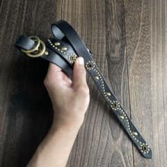 スタッズナローロングベルト ダブルリング 真鍮 flower＋ HTCRRL
