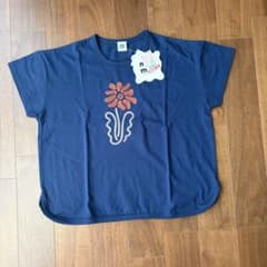 【新品タグ付き】mid mile 花刺繍 Tシャツ ネイビー - 4