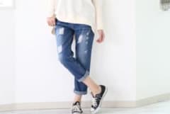デニム ダメージ インディゴ レディース パンツ 値下げのサムネイル