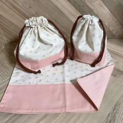 入園入学グッズ★かわいいチェリー柄のお弁当袋・コップ袋・ランチョンマットのサムネイル