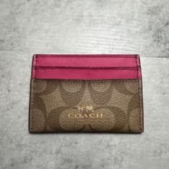 COACH カードケース ブラウン ピンクのサムネイル