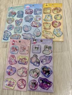【新品正規品】サンリオ　ウォーターシール 5種セット　立体シール　まとめ売りのサムネイル