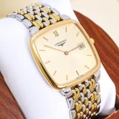 稼働 LONGINES フラグシップ 腕時計 スクエア ゴールドコンビ 3708 稼働 LONGINES フラグシップ 腕時計 スクエア ゴールドコンビ 3708