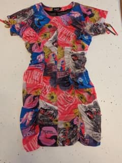Desigual 総柄シャーリングワンピース Mのサムネイル