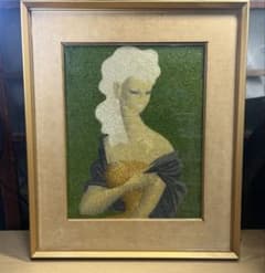 希少★東郷青児★ビーズ 額縁 ビーズアート 51年製造 昭和レトロ 希少☆東郷青児☆ビーズ 額縁 ビーズアート 51年製造 昭和レトロ