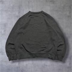 NIKE古着ブランクスウェットワンポイント刺繍ロゴ スウッシュロゴ グレー S