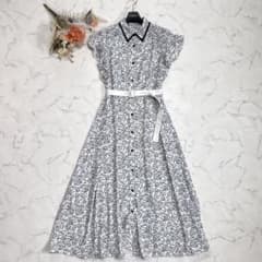 allureville アルアバイル モノトーン フラワー シャツ ワンピース 