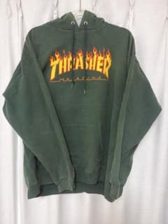 THRASHER スラッシャー フレイムロゴパーカー M グリーン スペードタグのサムネイル