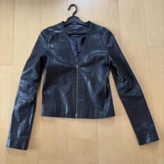美品】レザージャケット/羊革/レディースMサイズ相当/ルシェルブルー