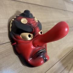 天狗 陶器製 お面 赤 黒 金 伝統工芸品 - メルカリ
