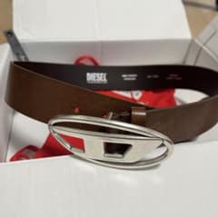 DIESEL ブラウン レザーベルト 楕円形バックルのサムネイル