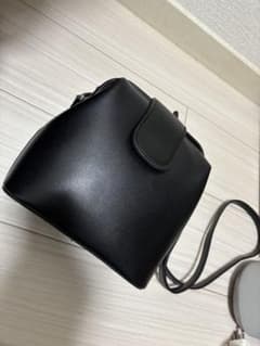 黒 合成皮革 ショルダーバッグ フラップ付きのサムネイル