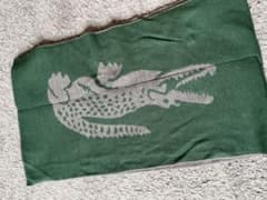 LACOSTE クロコダイル柄 マフラー グリーン/グレーのサムネイル