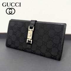 GUCCI グッチ ジャッキー GGキャンバス 長財布 ブラック レザー 本革