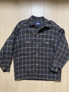 STUSSY / 90年代/ 紺タグ ウール チェック シャツ ジャケットのサムネイル
