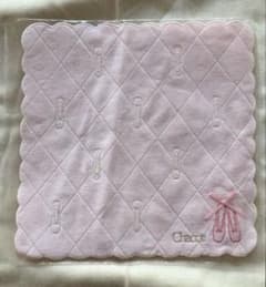 Chacott タオルハンカチ ピンク バレエシューズ刺繍のサムネイル