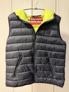 DIESEL キッズ ダウンベスト ブラック ライムグリーンのサムネイル